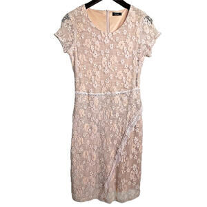 Krizia Floral‎ Lace Dress Medium Knee-Length Pale Pink